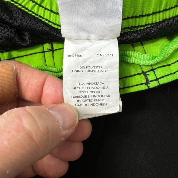 Nike Men's Black/Green Drawstring Waist Board Short‎ Swim Trunks Size Large Mesh - Picture 6 of 13